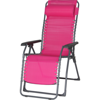 Relaxstoel, fucsia rose, textileen 65,5x91x116 cm met extra hoofdkussen