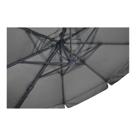 Zweefparasol Virgo, antraciet aluminium, diameter 350 cm, frame/grijs doek met molen
