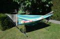 Hangmat, blauw/groen, lengte 220 cm, breedte 120 cm