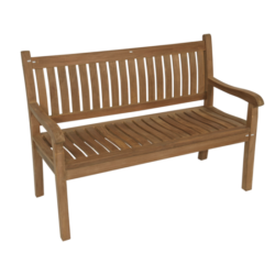 Tuinbank teak gebogen rug, 2-persoons, lengte 130 cm, diepte 63 cm, hoogte 92 cm