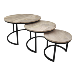 Houten bijzettafeltje Jayden, S/3