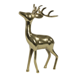 Beeld staand Hert aluminium goud 30x15x48 cm
