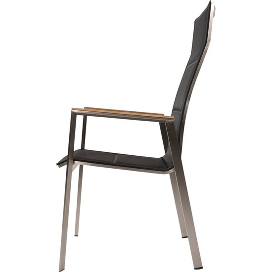 Stapelstoel hoge rug Marmaris RVS zwart, Set van 4 stoelen - Afbeelding 3