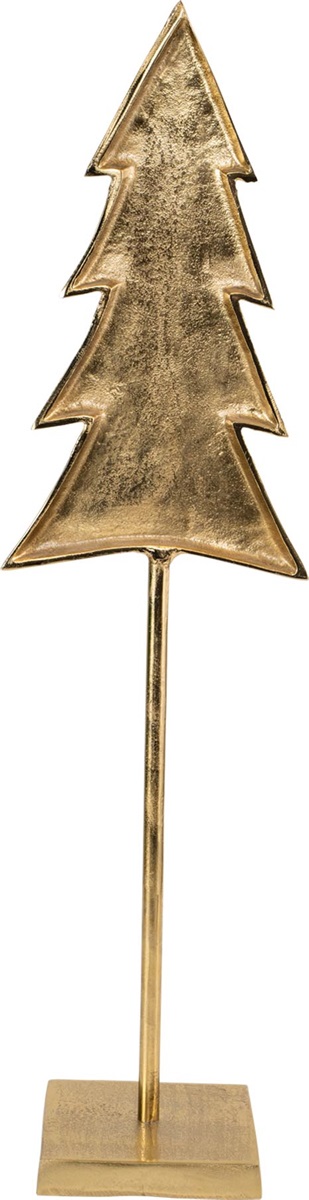 Decoratie kerstboom op voet metaal goud 22x16x84cm