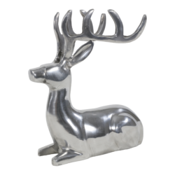 Beeld liggend Hert aluminium, 18x13x23 cm