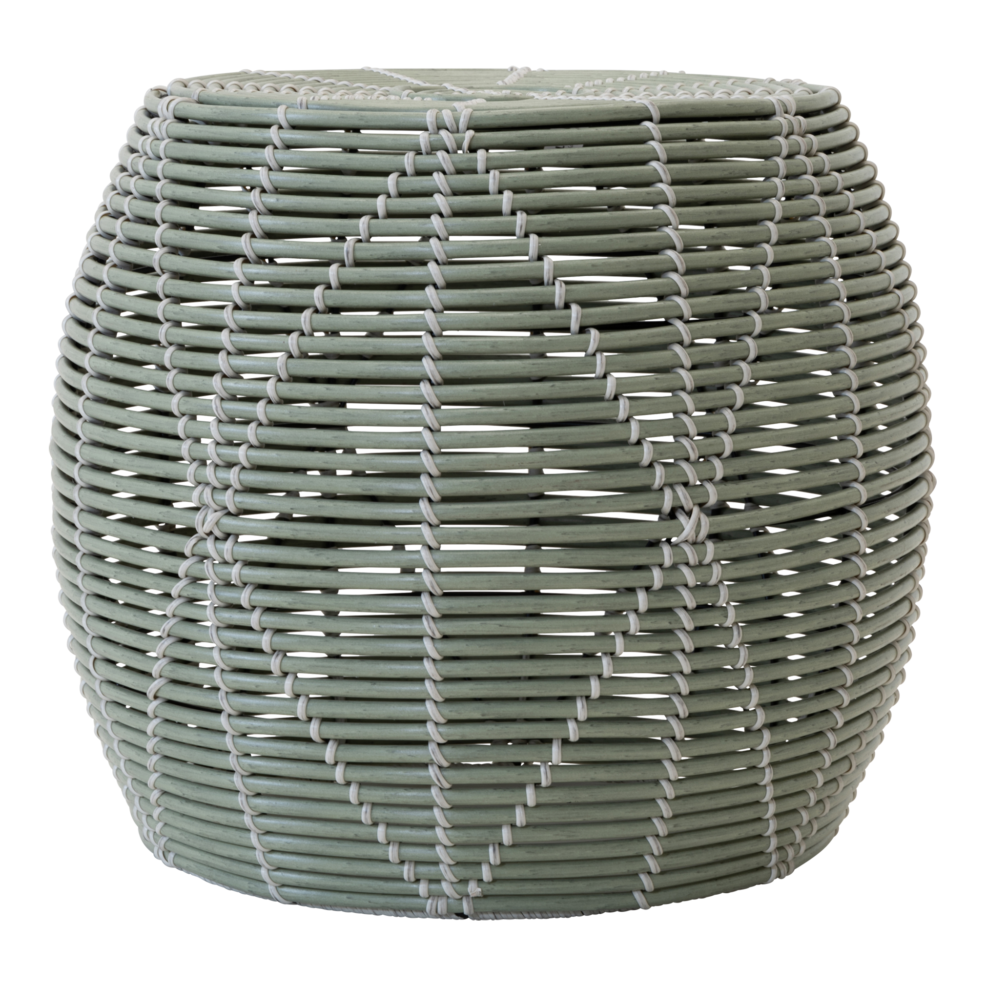 Poef Birma wicker groen ø46x40cm - Afbeelding 2