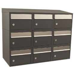 Allux Brievenbusunit Brickset 3-breed 3-hoog met dak - antraciet