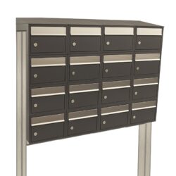 Allux Brievenbusunit Brickset met statief 4-breed 4-hoog met dak - antraciet