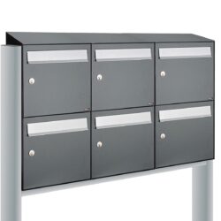 Allux Brievenbusunit Flow set vrijstaand 3-breed, 2-hoog - antraciet
