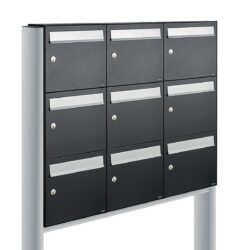 Allux Brievenbusunit Flow set vrijstaand 3-breed, 3-hoog - zwart