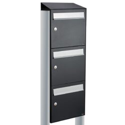 Allux Brievenbusunit Flow set vrijstaand 3-hoog - zwart