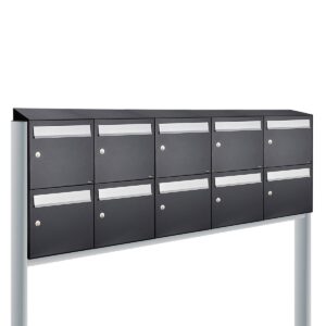 Allux Brievenbusunit Flow set vrijstaand 5-breed, 2-hoog - zwart