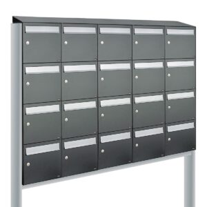 Allux Brievenbusunit Flow set vrijstaand 5-breed, 4-hoog - antraciet