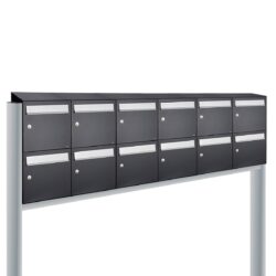 Allux Brievenbusunit Flow set vrijstaand 6-breed, 2-hoog - zwart