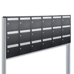 Allux Brievenbusunit Flow set vrijstaand 6-breed, 3-hoog - zwart