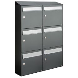 Allux Brievenbusunit Flow set wand 2-breed, 3-hoog - antraciet