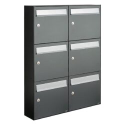 Allux Brievenbusunit Flow set wand 2-breed, 3-hoog - antraciet