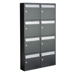 Allux Brievenbusunit Flow set wand 2-breed, 4-hoog - antraciet