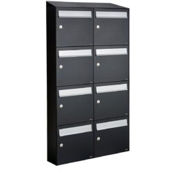 Allux Brievenbusunit Flow set wand 2-breed, 4-hoog - zwart