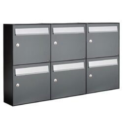 Allux Brievenbusunit Flow set wand 3-breed, 2-hoog - antraciet