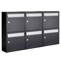 Allux Brievenbusunit Flow set wand 3-breed, 2-hoog - zwart