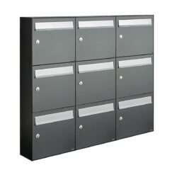 Allux Brievenbusunit Flow set wand 3-breed, 3-hoog - antraciet