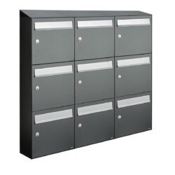 Allux Brievenbusunit Flow set wand 3-breed, 3-hoog - antraciet