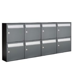 Allux Brievenbusunit Flow set wand 4-breed, 2-hoog - antraciet
