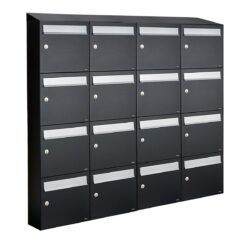 Allux Brievenbusunit Flow set wand 4-breed, 4-hoog - zwart