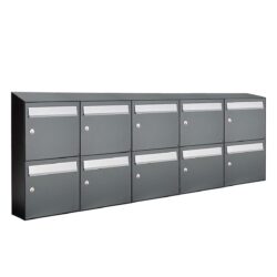 Allux Brievenbusunit Flow set wand 5-breed, 2-hoog - antraciet