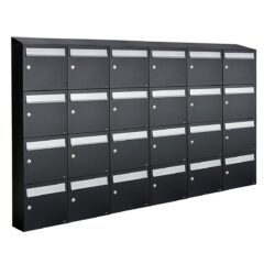 Allux Brievenbusunit Flow set wand 6-breed, 4-hoog - zwart