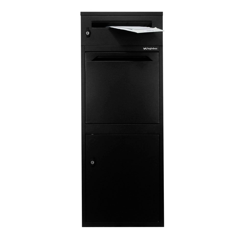 Pakketbrievenbus met postvak Logixbox Frontbox DeLuxe Uni - zwart