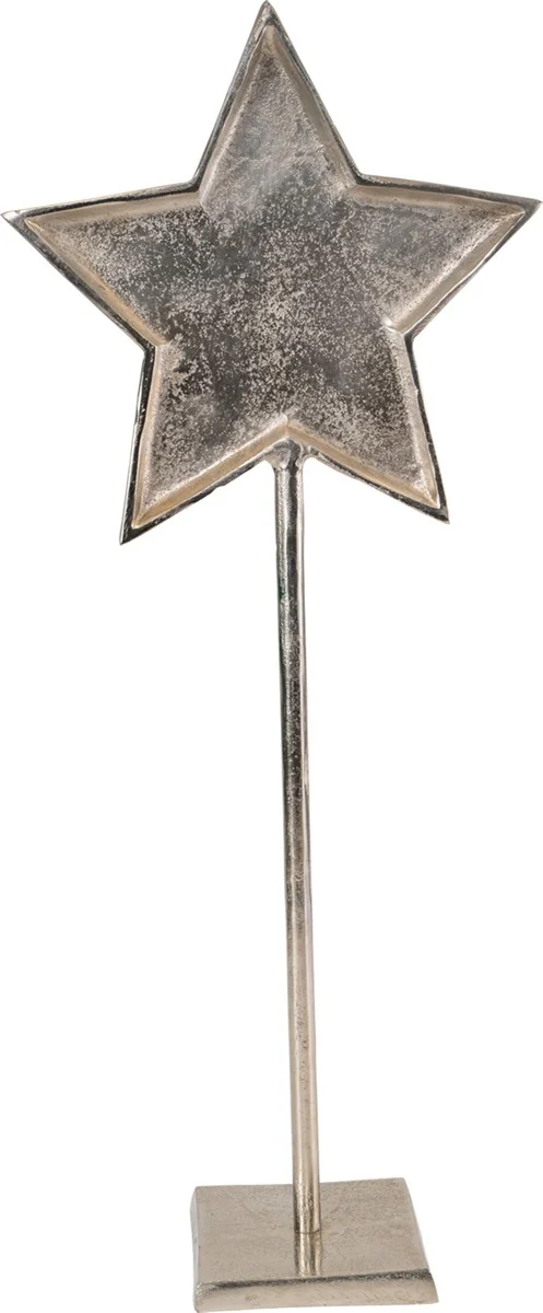 Decoratie ster op voet metaal zilver 24x10x56cm