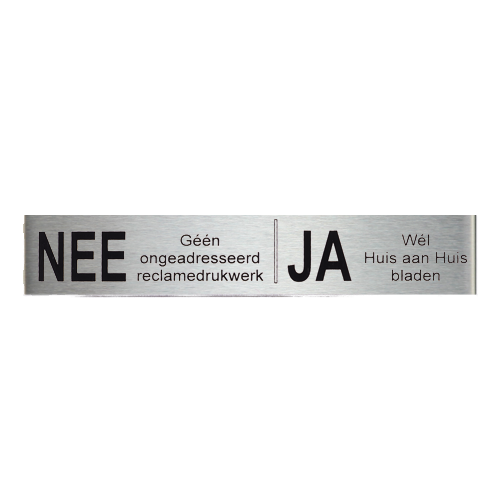 Novioproducts NEE|JA reclamebordje 12,5x2,5 cm. - RVS