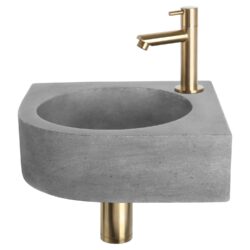 Differnz Differnz Cleo fonteinset beton donkergrijs - kraan recht mat goud