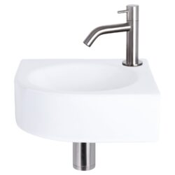 Differnz Differnz Cleo fonteinset keramiek - kraan gebogen mat chroom