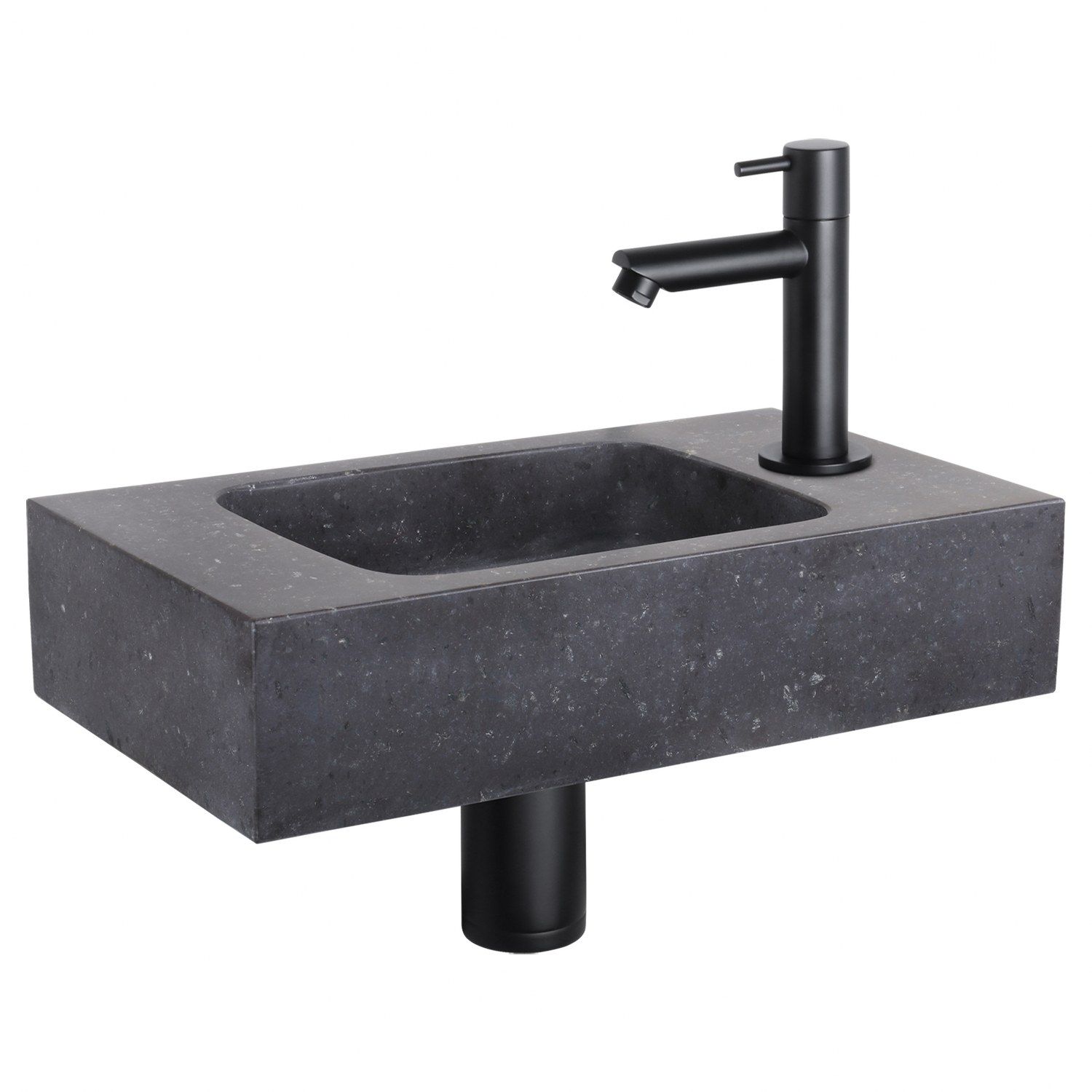 Differnz Differnz fonteinset bombai black - natuursteen - kraan recht mat zwart
