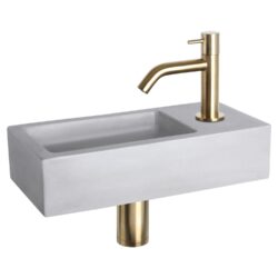 Differnz Differnz Ravo fonteinset beton lichtgrijs - kraan gebogen mat goud