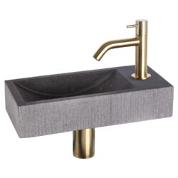 Differnz Differnz Ribble fonteinset bombai black - natuursteen - kraan gebogen mat goud