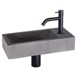 Differnz Differnz Ribble fonteinset bombai black - natuursteen - kraan gebogen mat zwart