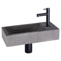 Differnz Differnz Ribble fonteinset bombai black - natuursteen - kraan recht mat zwart