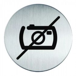 Novioproducts Pictogram zelfklevend rond geen foto's RVS