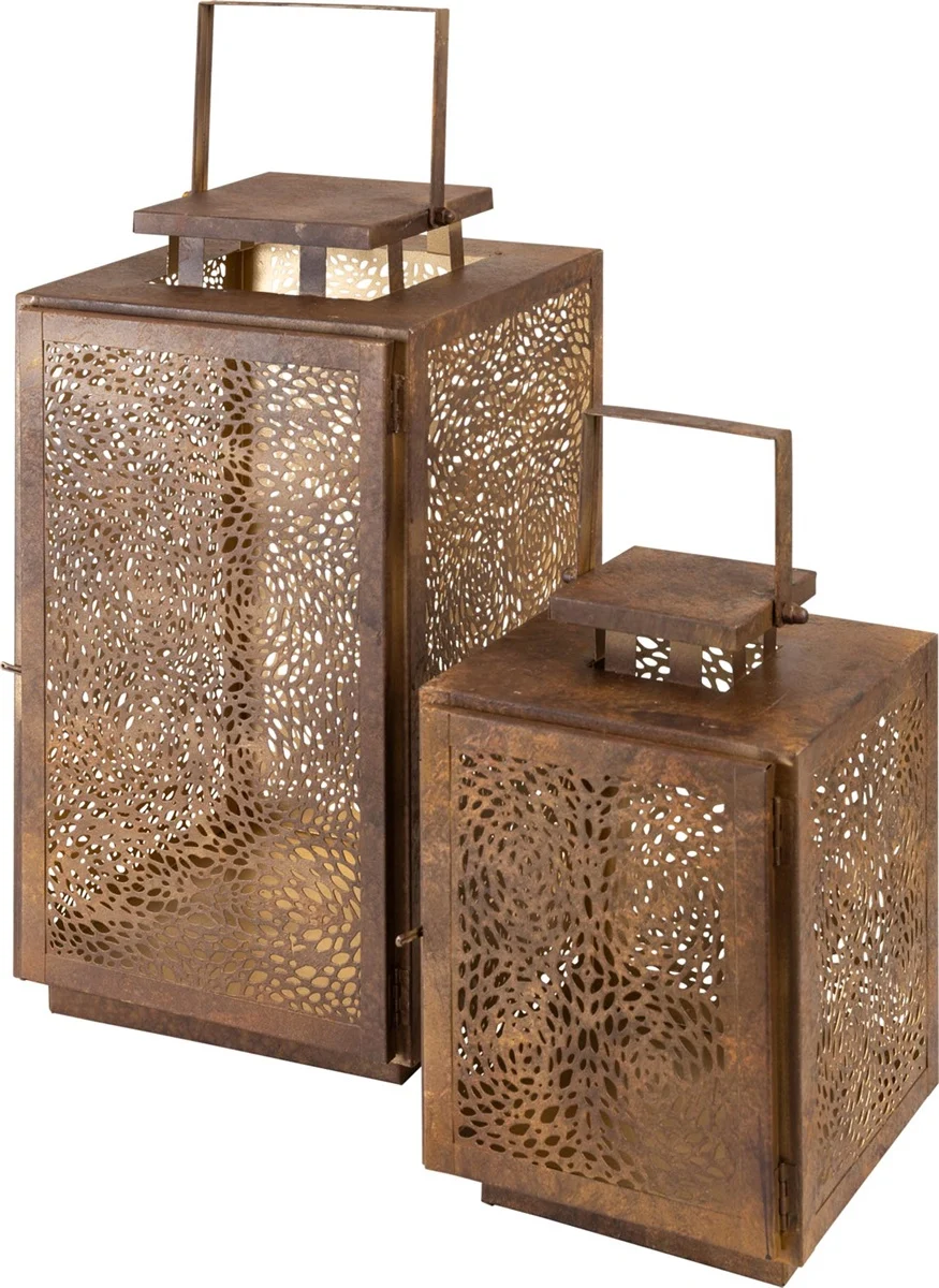 Lantaarn Spot brown antique Set van 2 stuks