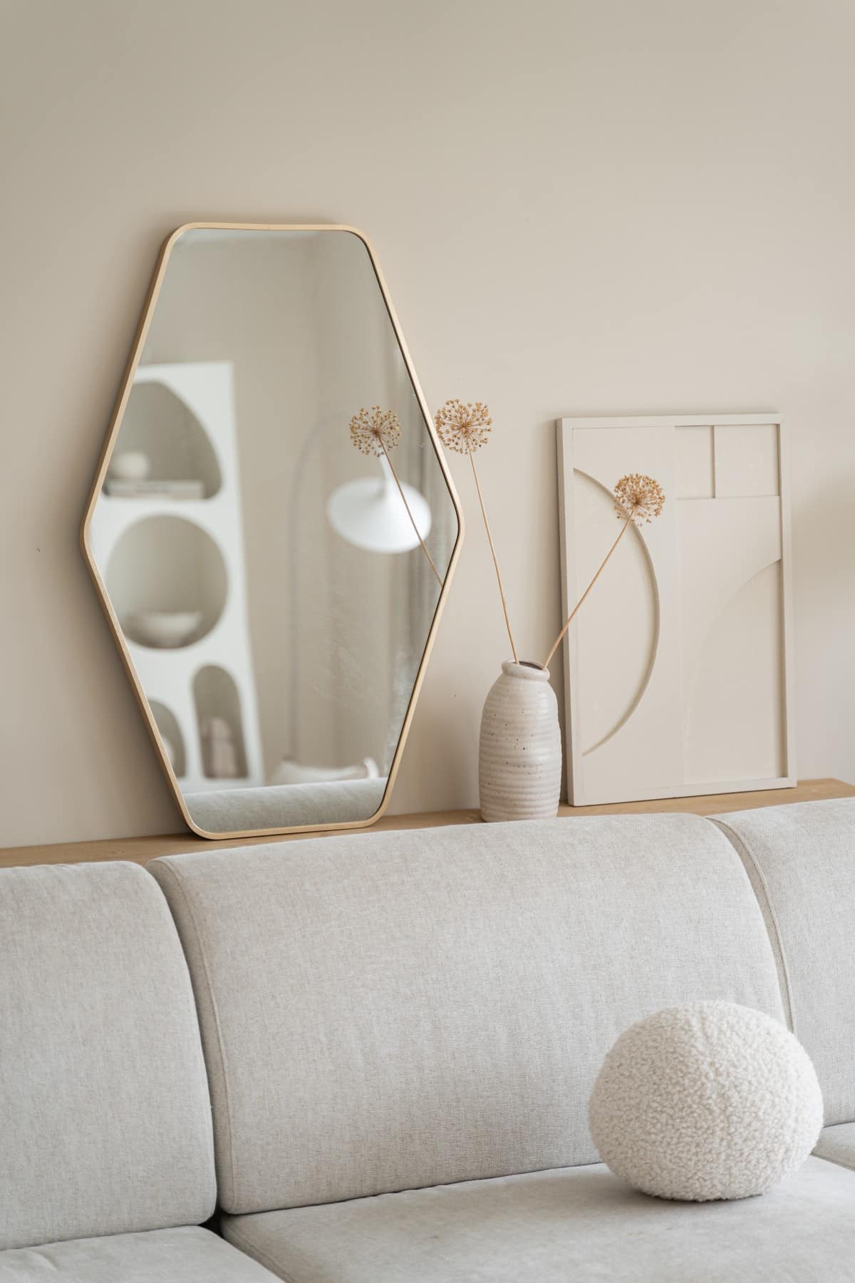 Hexagon spiegel 90×60 cm - Zacht Goud