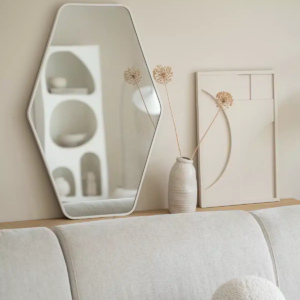 Hexagon spiegel 90×60 cm - Mat Wit