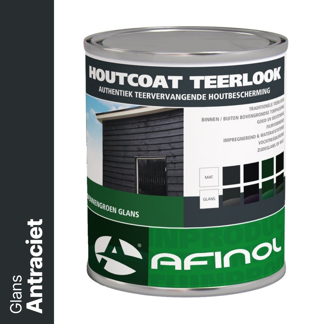 Afinol Houtcoat Teerlook Glans Antraciet 750 ml