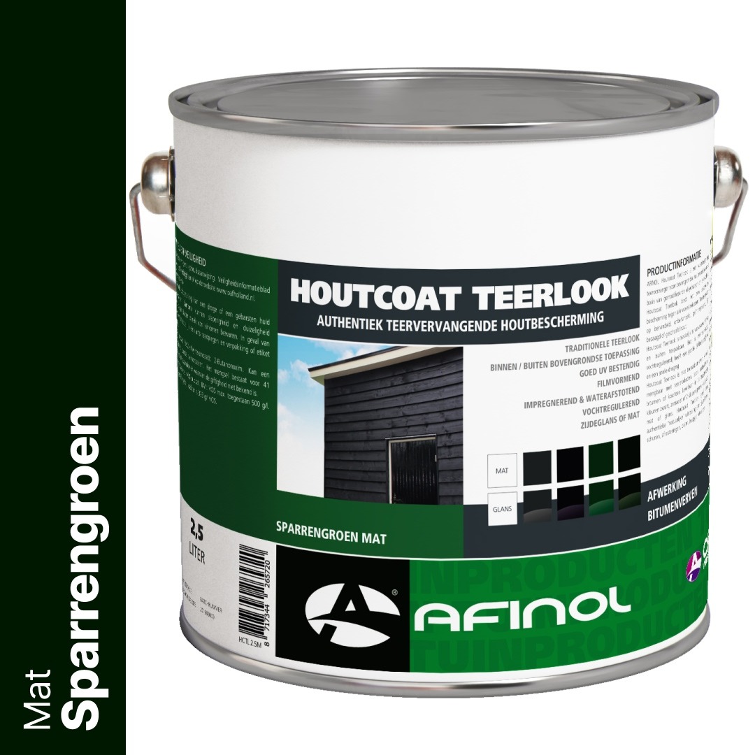Afinol Houtcoat Teerlook Mat Sparrengroen 2,5 liter