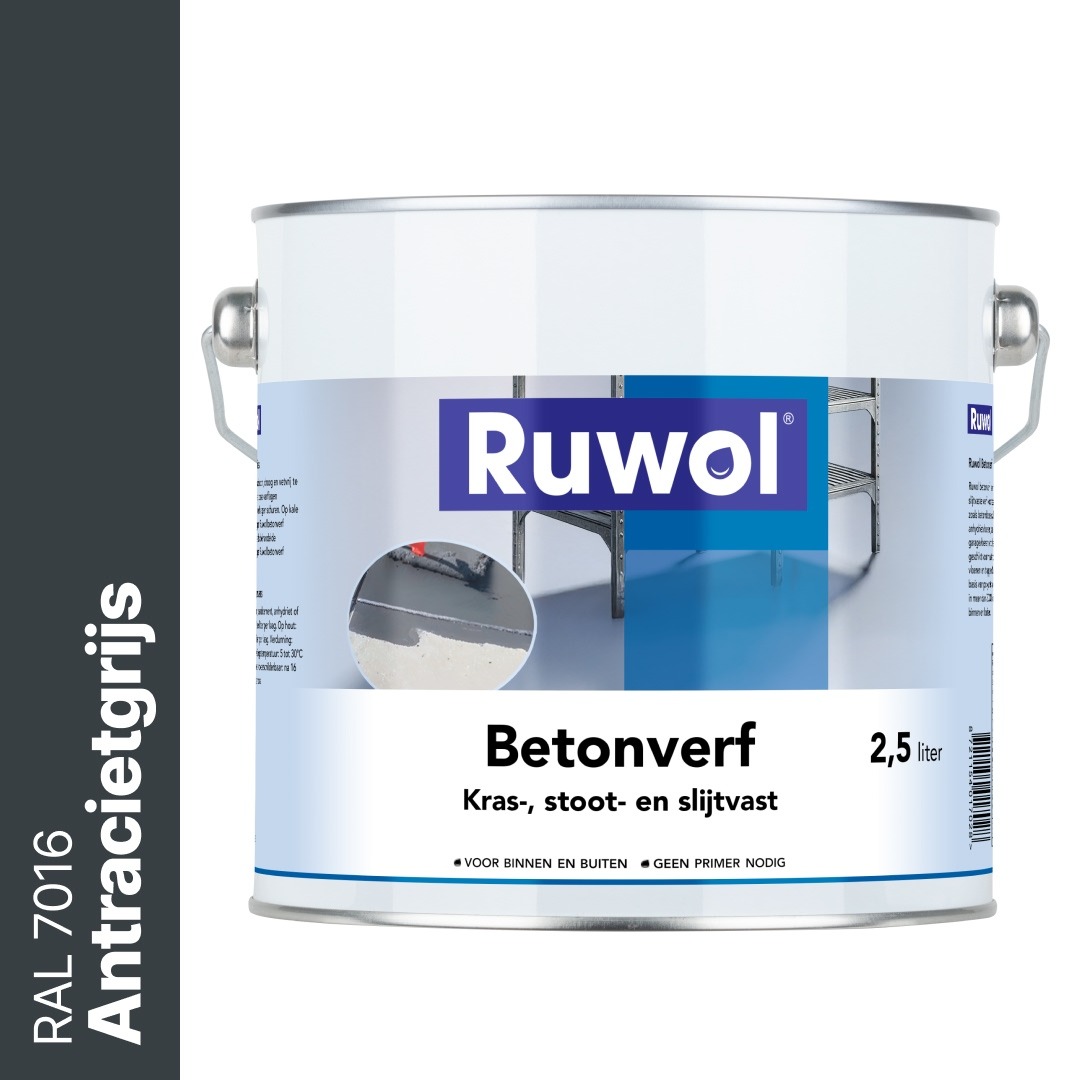 Ruwol Betonverf Antracietgrijs (RAL 7016) 2,5 liter