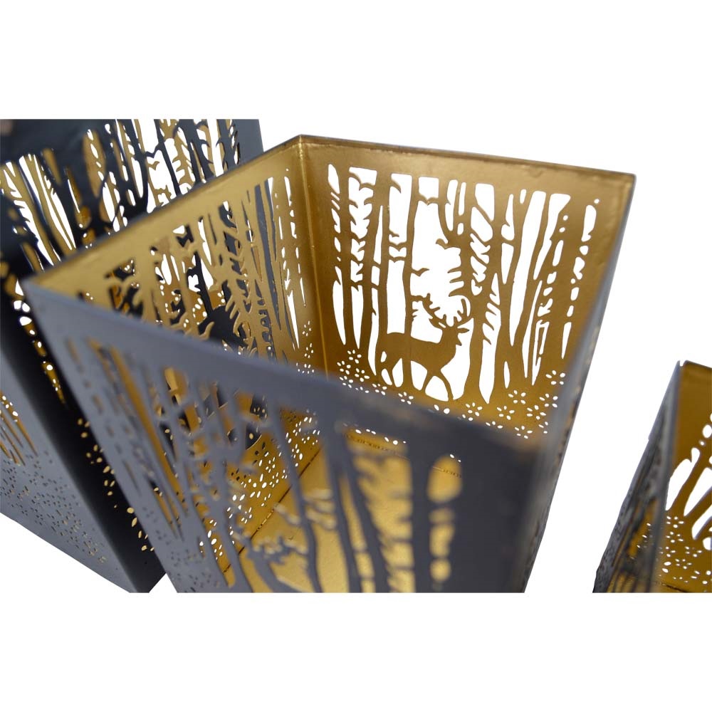 Windlicht A zwart/goud Set van 3 stuks - Afbeelding 3