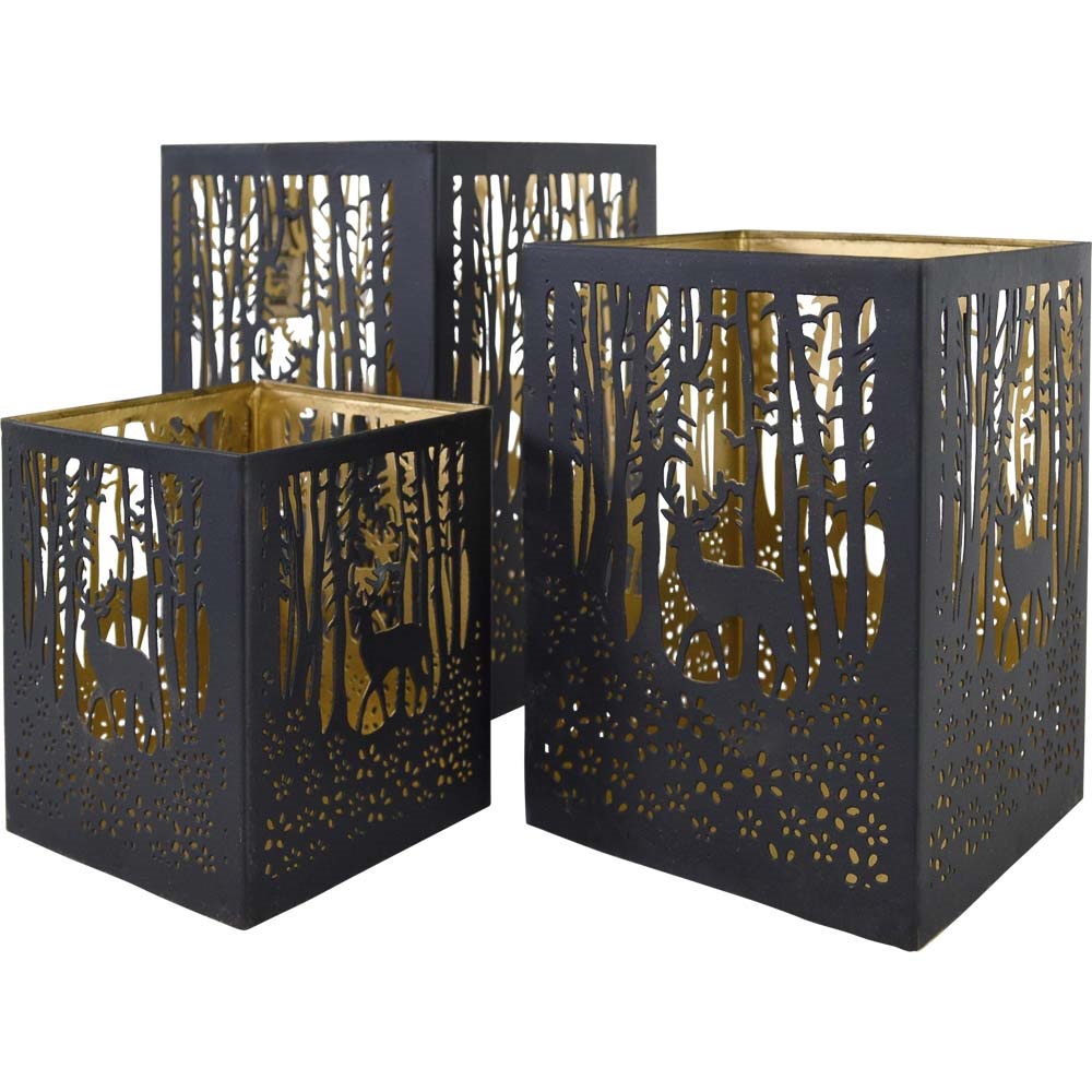 Windlicht A zwart/goud Set van 3 stuks - Afbeelding 6